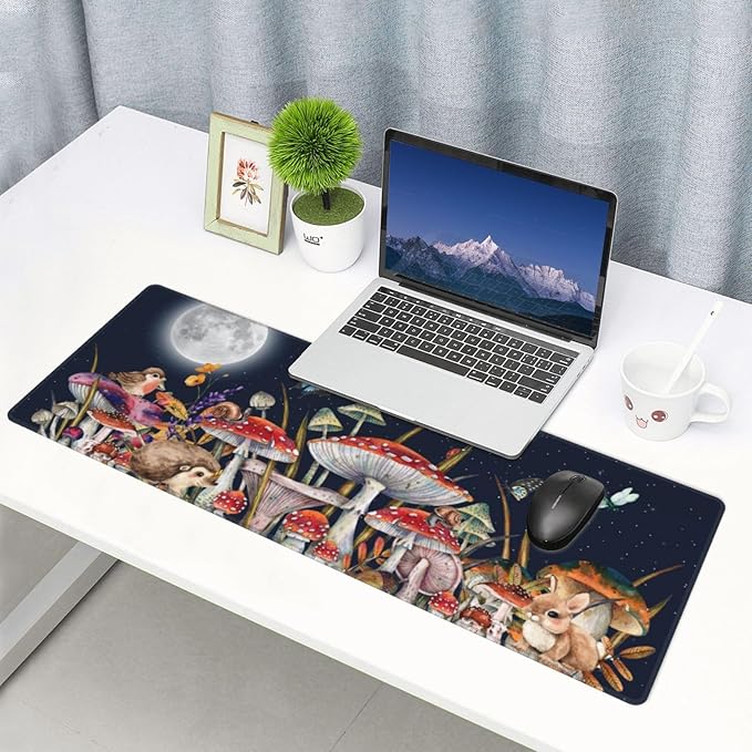 Mushrooms Mouse Pad XL Large Mousepad Non Slip Rubber Base Desk Mat for Laptop Computer Gaming 31.5" X 12"