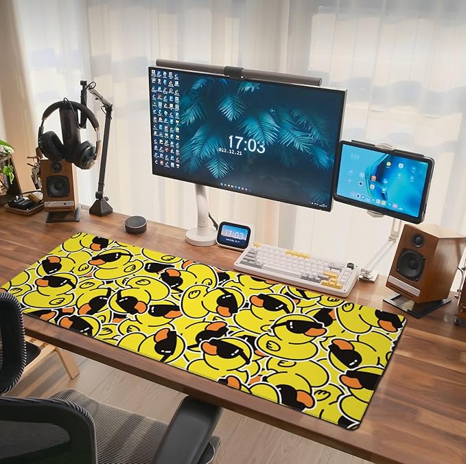 Duck Mouse Pad Extended Large Gaming Mousepad XL Big Long Oversized Desk Mat Stitched Edges 31.5 X 11.8 Inch for Home Office