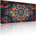 XXL Gaming Mouse Pad, Bohemian Floral Pattern, 35.4 x 15.7 Inches, Microfiber Cloth, Non-Slip Rubber Base, Extended Desk Mat