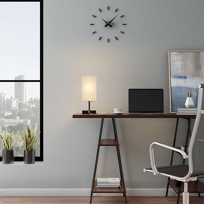 Lavish Home LED Desk Lamp with USB Charging Port - Small Bedside Table Light for Reading - Bedroom, Living or Dining Room, Dorm Decor (Linen/Brown)