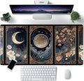 Celestial Lunar Nature Tarot Card Desk Mat Moon Floral Large Mouse Pad XXL 31.5''X 15.7'' Witch Night Botanical Desk Pad Gaming Mousepad Keyboard Mouse Mat for Laptop Computer Office Decor Gift