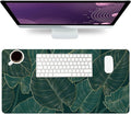 Desk Mat Large Protector Pad 23.6" ×11.8", Non-Slip PU Leather Desk Blotter, Waterproof Mouse Pad for Office Home Palm Leaves