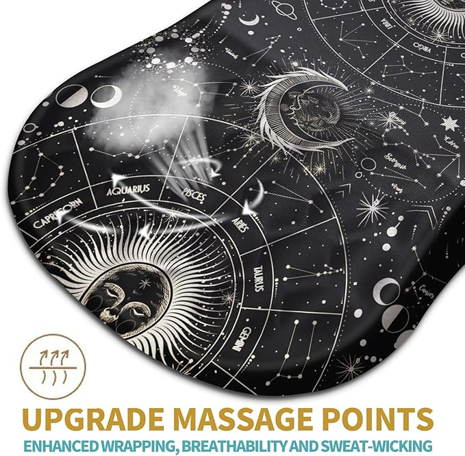 Hokafenle Ergonomic Mouse Pad Wrist Support with Massage Design, Wrist Rest Mousepad with Memory Foam&Non-Slip PU Base,Mouse Pads for Wireless Mouse (12x8 inch,Tarot Constellation)