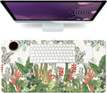 Desk Mat Large Protector Pad 27.5" ×13.8", Non-Slip PU Leather Desk Blotter, Waterproof Mouse Pad for Office Home Foliage