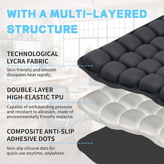 Sondor Travel Seat Cushion-Airplane seat Cushion for Long Flights, Inflatble Cushion for Office，Chairs,Car and Wheelchair.Portable and Ergonomically Designed Cushion.