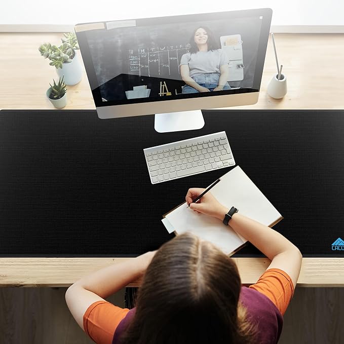 Cacoy 55" x 24" Extended Gaming Mouse Pad, XXL Large Mousepad for Full Desk, Oversized PC Computer Mouse Mat with Smooth Tracking Surface and Stitched Edge, Non-slip Rubber Base Office Desk Mat, Black