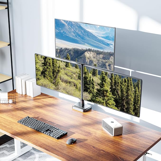 MOUNTUP Triple Monitor Mount Fits Max 32 Inch Screen, Holds 4.4-17.6lbs, 3 Monitors Desk Mount, Triple Monitor Stand for Desk, Adjutable Arm with Clamp/Grommet Base, VESA 75x75/100x100 MU6013A