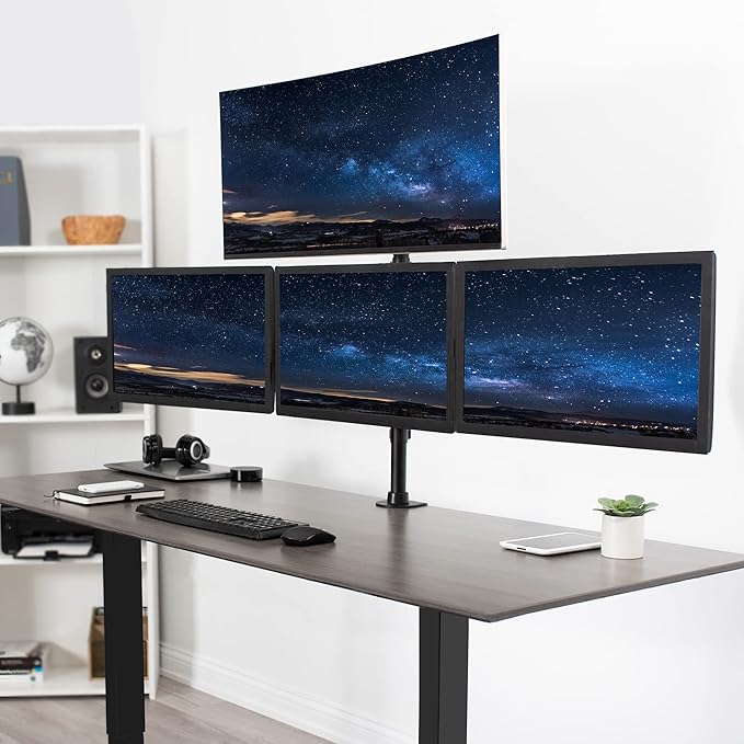 VIVO Quad Monitor Adjustable Heavy Duty Mount, Articulating Stand for 4 LCD Screens up to 24 inches STAND-V004Y