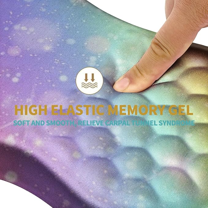 Hokafenle Ergonomic Mouse Pad Wrist Support with Massage Design, Wrist Rest Mousepad with Memory Foam&Non-Slip PU Base, Mouse Pads for Wireless Mouse & Desk (12x8 inch,Rainbow Bubble)