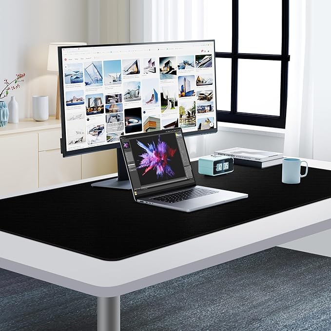 Cacoy 48'' x 24'' XXL Gaming Mouse Pad, Large Computer Mouse Pad, Special-Textured Surface Desk Mat, Non-Slip Rubber Base Desk Matt for Desktop with Stitched Edges, Extended Keyboard Mouse Mat, Black