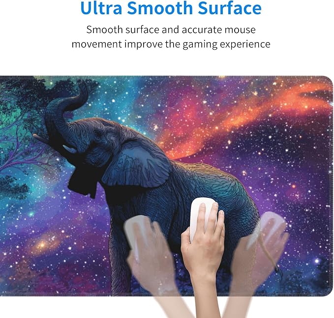 Elephant Mouse Pad Extended Large Gaming Mouse Pad XL Stitched Edges for Gamer Home Office 31.5 X 11.8 Inch