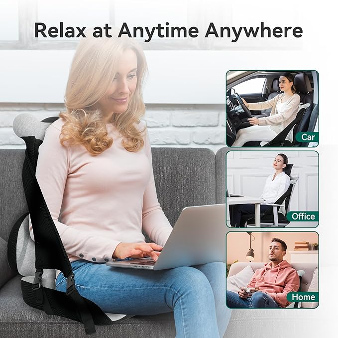 Memory Foam Lumbar Support Pillow, Car Seat Cushion, Office Chair Cushion, One Piece Chair Pad, Improve Posture, Ergonomic Hip & Coccyx Lumbar Support