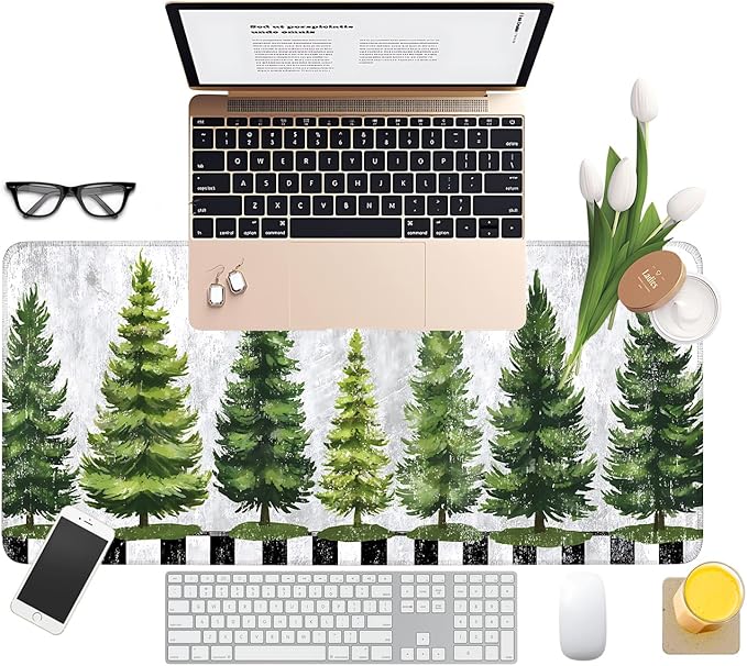 Christmas Tree Extended Gaming Mouse Pad 31.5x11.8inches Large Desk Mat Anti-Slip Rubber Base & Durable Stitched Edges for Gamers Smooth Mouse Writing Surface for Desk Office/Home