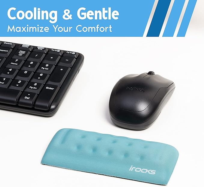 i-Rocks Memory Foam Mouse Wrist Rest - Pain-Reducing Wrist Rest for Mouse - Non-Slip Rubber Base Wrist Rest - Cooling Mouse Wrist Support for Long Hours of Work, Studying, Gaming