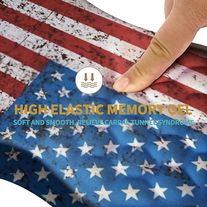 Hokafenle Ergonomic Mouse Pad Wrist Support with Massage Design, Wrist Rest Mousepad with Memory Foam&Non-Slip PU Base, Mouse Pads for Wireless Mouse & Desk (12x8 inch,USA Flag)