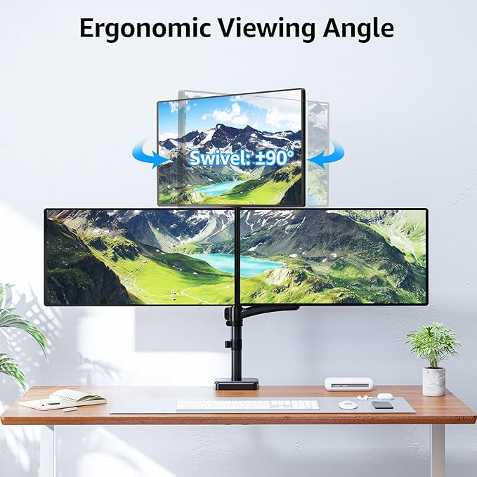 MOUNTUP Triple Monitor Mount Fits Max 32 Inch Screen, Holds 4.4-17.6lbs, 3 Monitors Desk Mount, Triple Monitor Stand for Desk, Adjutable Arm with Clamp/Grommet Base, VESA 75x75/100x100 MU6013A