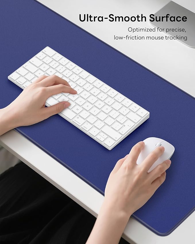 Blue Mouse Pad, 31.5 x 11.8 Large Desk Mat with Stitched Edges & Non-Slip Base, Mousepad for Office, Home, Work