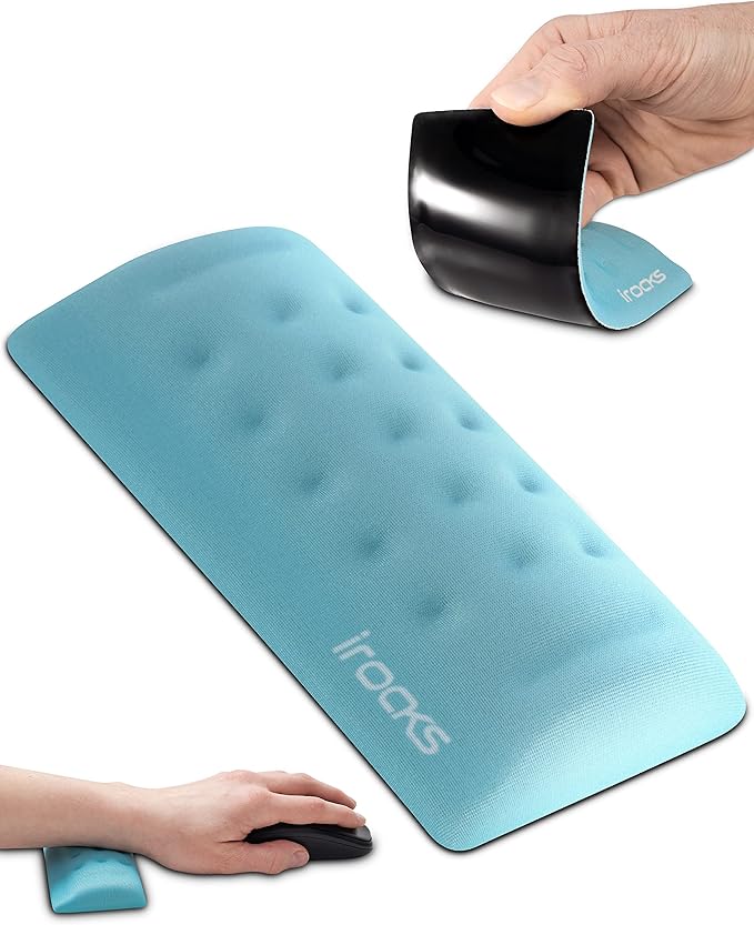 i-Rocks Memory Foam Mouse Wrist Rest - Pain-Reducing Wrist Rest for Mouse - Non-Slip Rubber Base Wrist Rest - Cooling Mouse Wrist Support for Long Hours of Work, Studying, Gaming