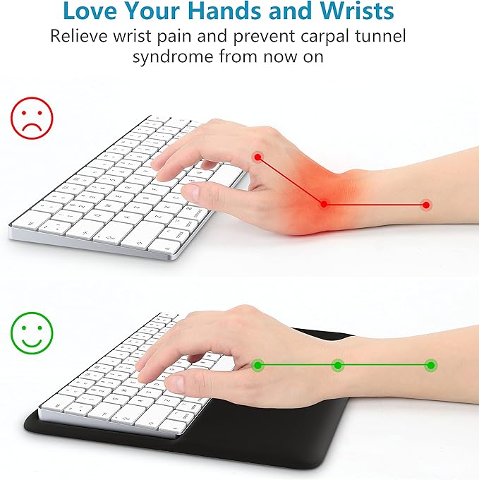 HONKID Keyboard Wrist Rest for Magic Keyboard 2 with Numeric Keypad(MQ052LL/A, A1843) and Magic Keyboard with Touch ID(‎MK2C3LL/A), Slim Keyboard Wrist Rest Relieve Pain & Fatigue