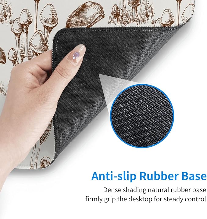 Aesthetics Mushroom Mouse Pad Extended Large Gaming Mousepad XL Big Long Oversized Desk Mat Stitched Edges 31.5 X 11.8 Inch for Home Office Black37