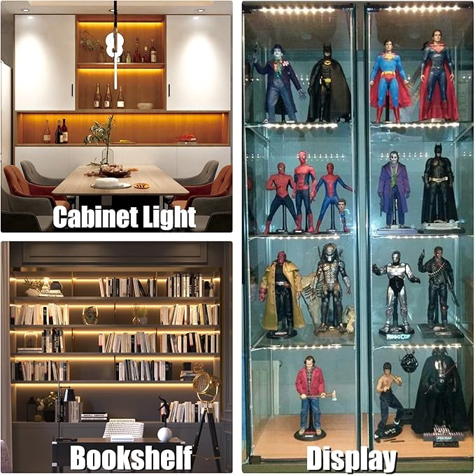 WOBANE Under Cabinet Lighting Kit,8PCS 12 inch Led Light Bars,Under Counter Lights for Kitchen,Cupboard,Desk,Bookcase,Shelf,Showcase Display,DIY Tape Light,Variety Connectors,1200lm,2700K WarmWhite