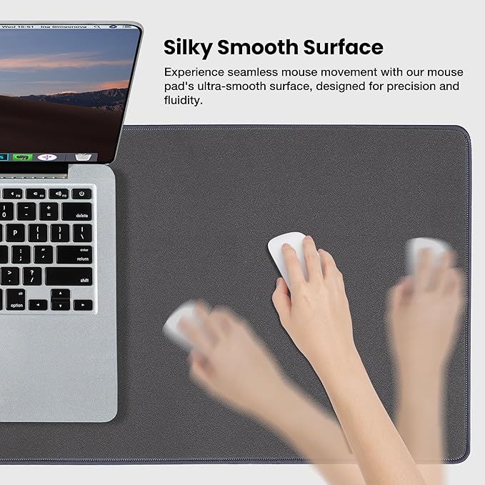 ALOANES Waterproof Mouse Pad with Durable Stitched Edge, XXXL Gaming Keyboard Pad, Non-Slip Rubber Base Mouse Mat, Extended Desk pad for Gamer, Office & Home, Dark Gray Mousepad 35.4"x 15.7"x 0.12"