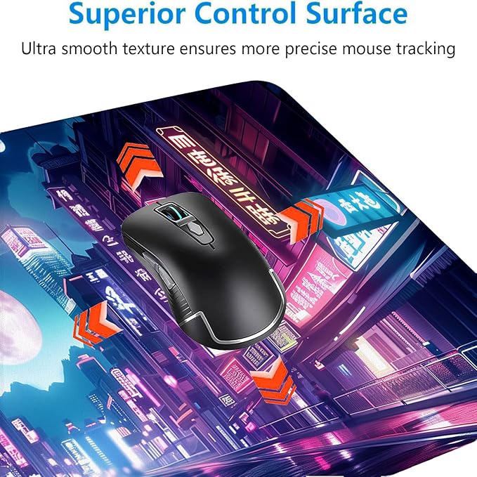 Tokyo Anime City Gaming Mouse Pad Cyberpunk Neon Streets Large Gaming Mouse Mat with Stitched Edges,Non-Slip Waterproof Rubber Base Mous Mat 31.5"x11.8" Office Computer Keyboard Laptop Home