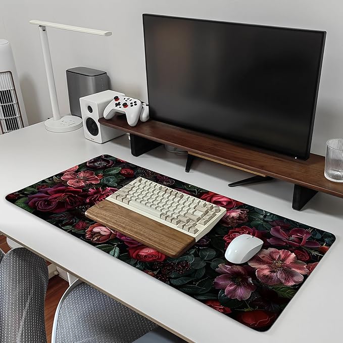 35.4 x 15.7 in, XXL Large Mouse Pad for Desk, Extended Keyboard Mouse Mat for Computer Office, Big Laptop Mouse pad, Gaming pc-Vintage Summer Romanticism Rose