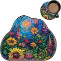 Cute Mouse Pad Plus 1 Coaster, Small Gaming Mouse Mat 11.8 x 9.45 inches, Travel Mouse Pads with Durable Stitched Edges Non-Slip Base, Vibrant Watercolor Flowers Decor Mousepad for Office Home