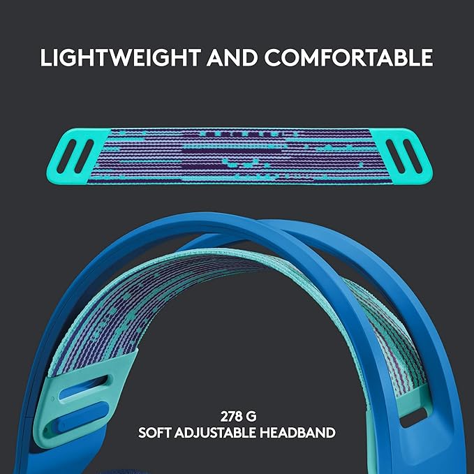 Logitech G733 Lightspeed Wireless Gaming Headset with Suspension Headband, LIGHTSYNC RGB, Blue VO!CE mic Technology and PRO-G Audio Drivers - Blue