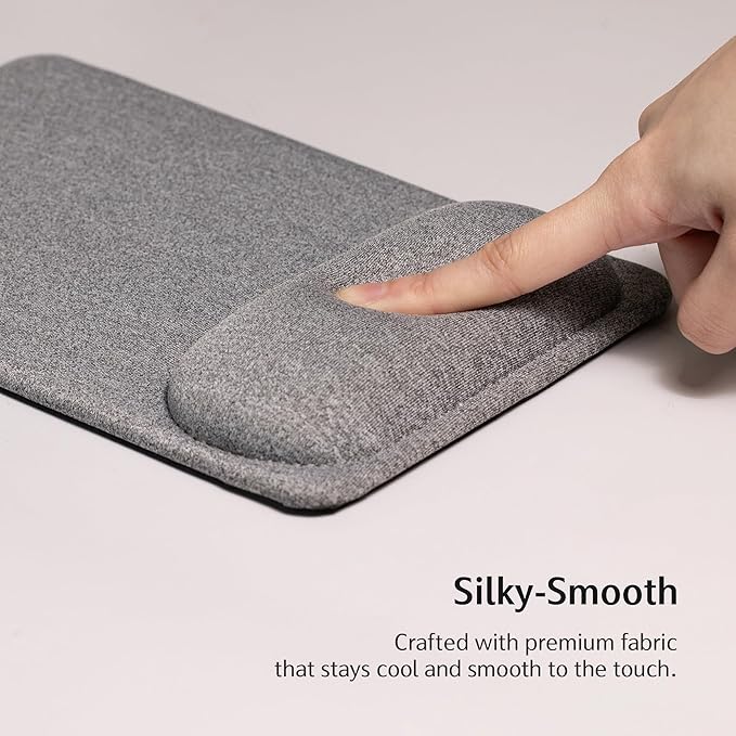 SenseAGE Compact Ergonomic Mouse Pad with Wrist Rest Support, Pain Relief, Non-Slip Base, Optimized Tracking Surface, Lightweight & Portable, Ideal for Office, Home & Travel, 8.9 x 6.1 in (Grey)