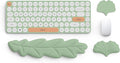 Keyboard Wrist Rest Pad Set, Leaf Shape PU Leather Memory Foam Wrist Cushion Support,Mouse Wrist Rest Pad,Non-Slip Wrist Support for Easy Typing, Green Leaf