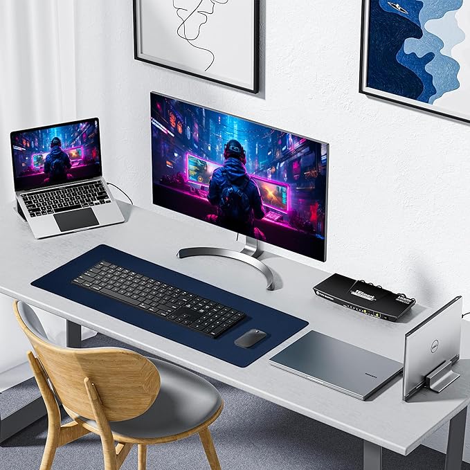 ALOANES Waterproof Mouse Pad with Durable Stitched Edge, Large Gaming Keyboard Pad, Non-Slip Rubber Base Mouse Mat, Desk pad for Gamer, Office & Home, Dark Blue Mousepad 27.6"x11.8"x0.12"