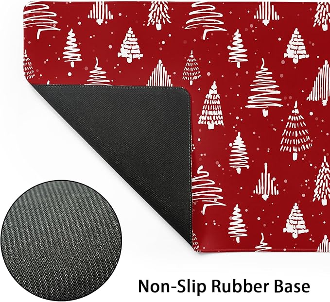 aportt Red Christmas Mouse Pad Christmas Tree Xmas Holiday Winter Extended Desk Mat 80X30 cm Non-Slip Rubber Base Stitched Edge Large XL Mousepad for Desk Gaming Laptop Desktop,31.5×11.8 Inch