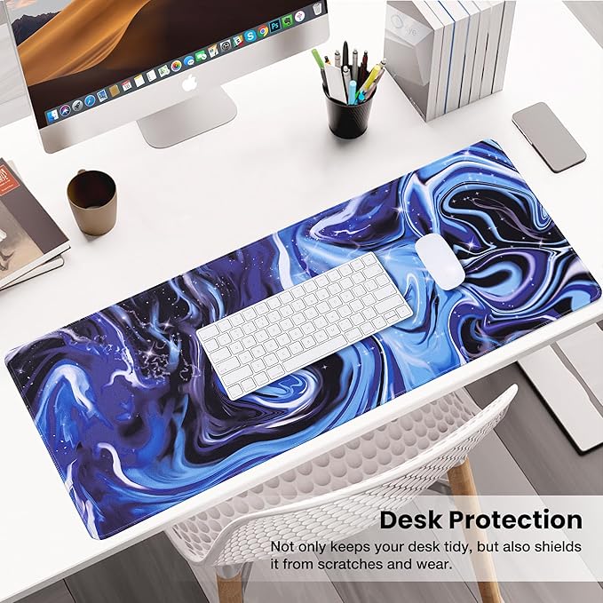 ALOANES Waterproof Mouse Pad with Durable Stitched Edge, Large Gaming Keyboard Pad, Non-Slip Rubber Base, Extended Desk pad for Gamer, Office & Home, Fluid Mousepad 27.6''x 11.8''x 0.12''