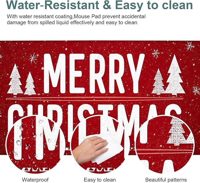 Merry Christmas Extended Gaming Mouse Pad 31.5x11.8inches Large Desk Mat Anti-Slip Rubber Base & Durable Stitched Edges for Gamers Smooth Mouse Writing Surface for Desk Office/Home