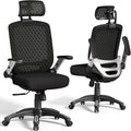 GABRYLLY Ergonomic Office Chair, High Back Home Desk Chair with Flip-Up Arms, 3D Headrest, Thick Sponge Seat &90-120° Recline, Big and Tall Mesh Executive Chairs for Man Woman, Midnight-Cloud