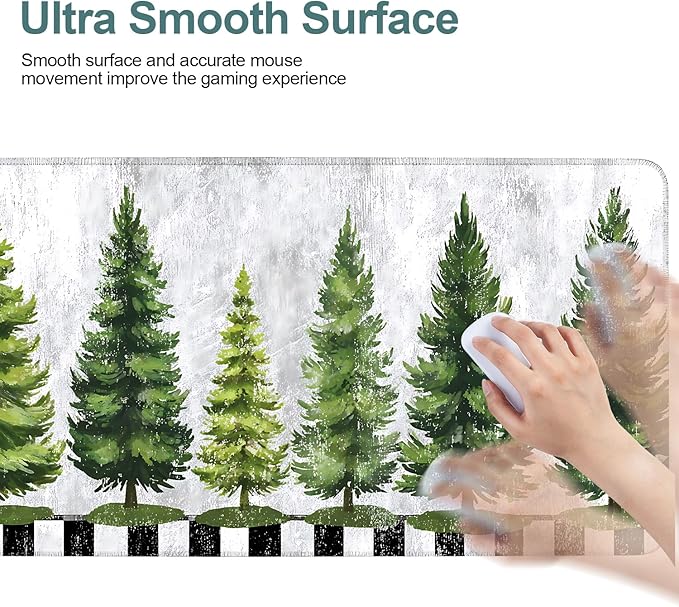 Christmas Tree Extended Gaming Mouse Pad 31.5x11.8inches Large Desk Mat Anti-Slip Rubber Base & Durable Stitched Edges for Gamers Smooth Mouse Writing Surface for Desk Office/Home