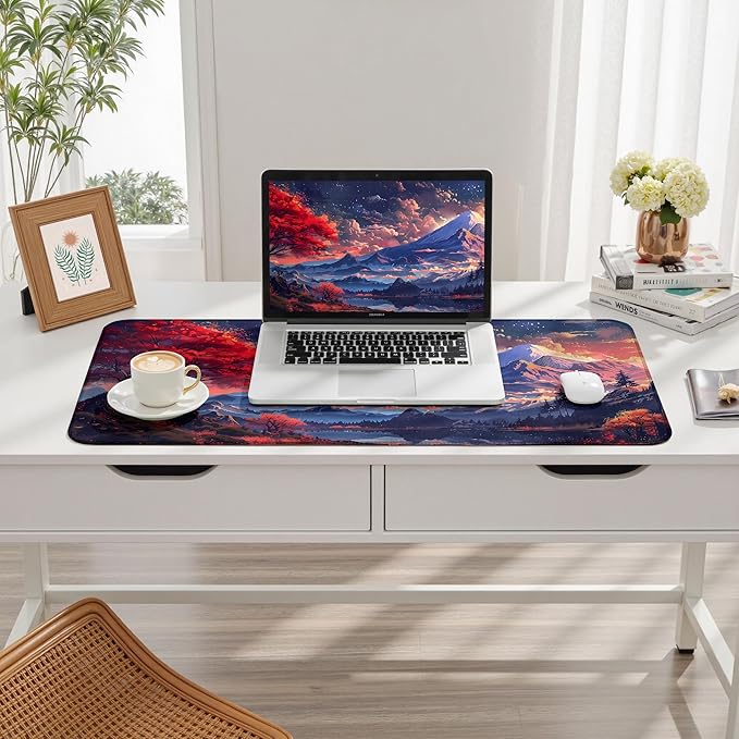 Japanese Mouse Pad Mt Fuji Desk Pad Mat Floral Mousepad XXL Desk Decor Office Decor Accessory Gaming Mouse Pad Cute Computer Laptop Keyboard Mat