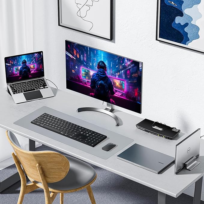 ALOANES Waterproof Mouse Pad with Durable Stitched Edge, XXXL Gaming Keyboard Pad, Non-Slip Rubber Base Mouse Mat, Extended Desk pad for Gamer, Office & Home, Gray Mousepad 35.4"x 15.7"x 0.12"
