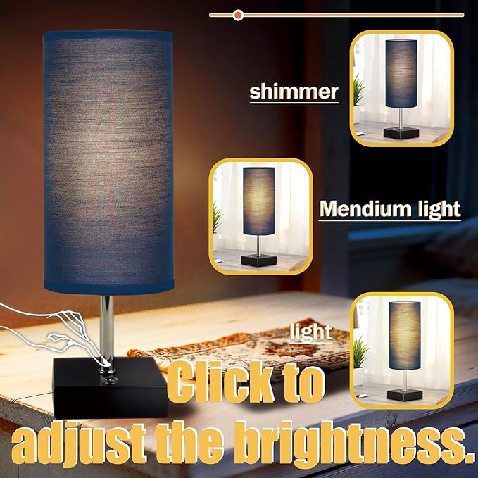 Battery Powered Wireless Desk lamp, Cordless Desk lamp, Three Light Colors and Touch dimming, Suitable for bedrooms, Living Rooms and Study Rooms, 12 inch Touch Charging lamp (Blue)