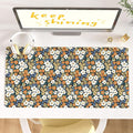 Colorful Star Large Mouse Pad, Floral Desk Mat Office Supplies, Waterproof Faux Leather Big Gaming Mousepad for Women Girls, Ditsy Wild Flowers Desk Pad Home Office Décor Accessories 31.5" x 15.7"