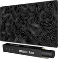 Extra Large Gaming Mouse Pad with Black Topographic, XXL Mousepad, Big Mouse Mat Desk Pad, Non Slip Keyboard Pad for Gaming Computer Laptop PC Office Desk Accessories