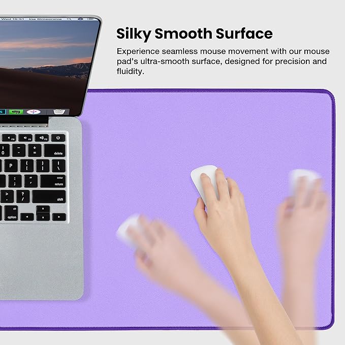 ALOANES Waterproof Mouse Pad with Durable Stitched Edge, XL Gaming Keyboard Pad, Non-Slip Rubber Base Mouse Mat, Extended Desk pad for Gamer, Office & Home, Lavender Mousepad 31.5"x 11.8"x 0.12"