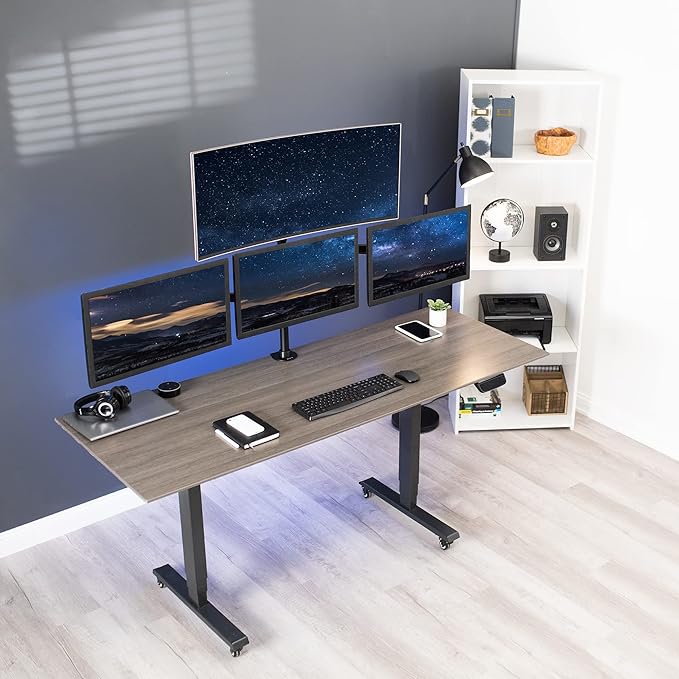 VIVO Quad Monitor Adjustable Heavy Duty Mount, Articulating Stand for 4 LCD Screens up to 24 inches STAND-V004Y