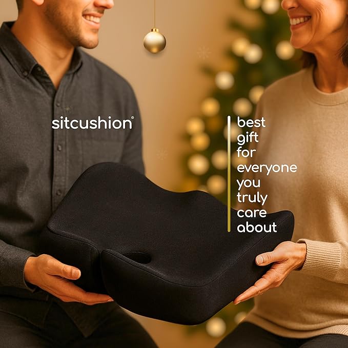 Extra Large Memory Foam Seat Cushions for Office Chairs, Pressure Relief Seat Cushion for Tailbone Support, Sciatica & Back Comfort, Ergonomic Office Chair Cushion for Long Sitting & Driving (Black)