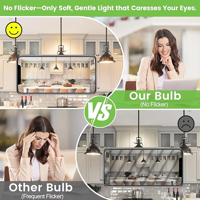 Brightever A19 LED Light Bulbs, 100 Watt Equivalent Light Bulbs Dimmable, Warm White 3000K, 1100 Lumens, Energy Efficient 12W, 4-Pack