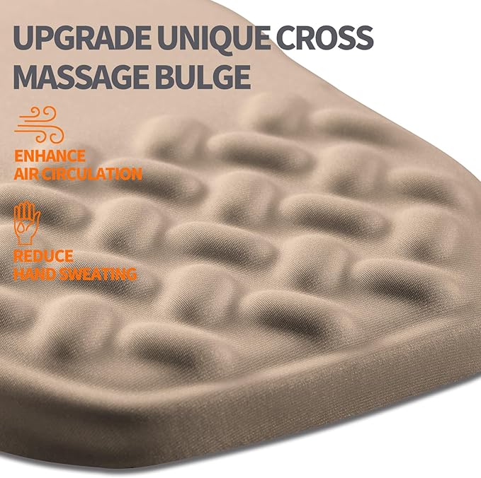 Ergonomic Slope Mouse Pad Wrist Support, Wrist Rest Mousepad for Carpal Tunnel with Massage Bulge and Slow Rebound Memory Foam (12x8 inch, Sand Color)