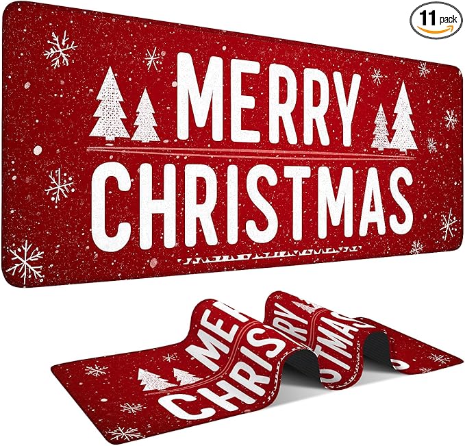Merry Christmas Extended Gaming Mouse Pad 31.5x11.8inches Large Desk Mat Anti-Slip Rubber Base & Durable Stitched Edges for Gamers Smooth Mouse Writing Surface for Desk Office/Home
