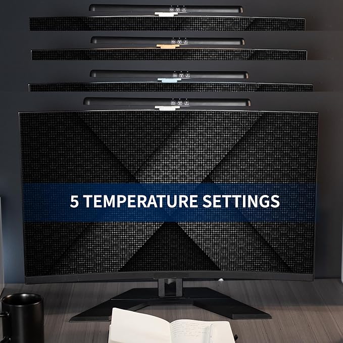 VIVO Universal LED Curved Computer Monitor Light Bar, USB Powered Screen Lamp for Home Office, 5 Level Adjustable Brightness and Temperature Reading Light, Black, Desk-LTSB2